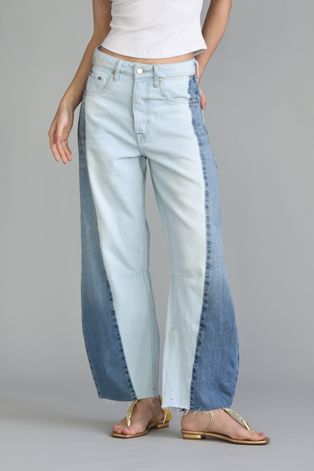 Calça Barrel Patch Jeans Claro