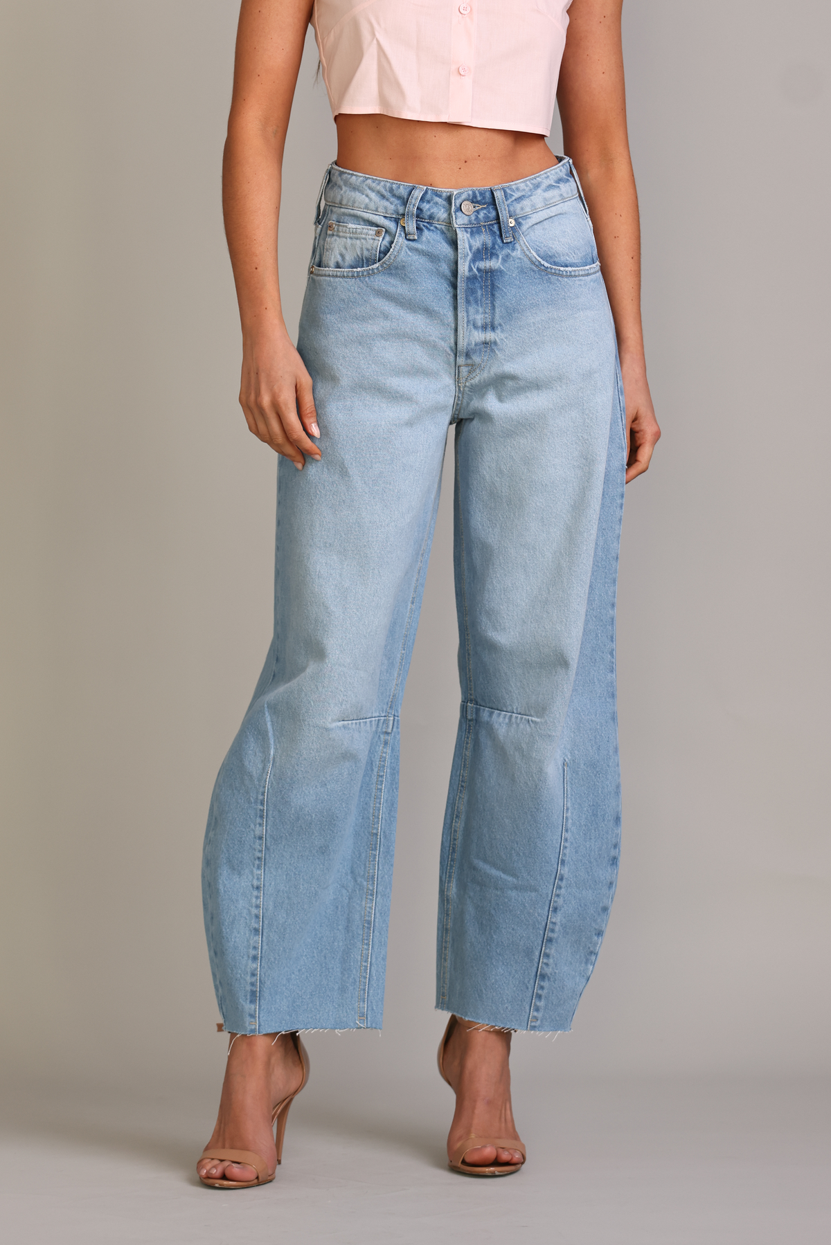 Calça Barrel Jeans Claro