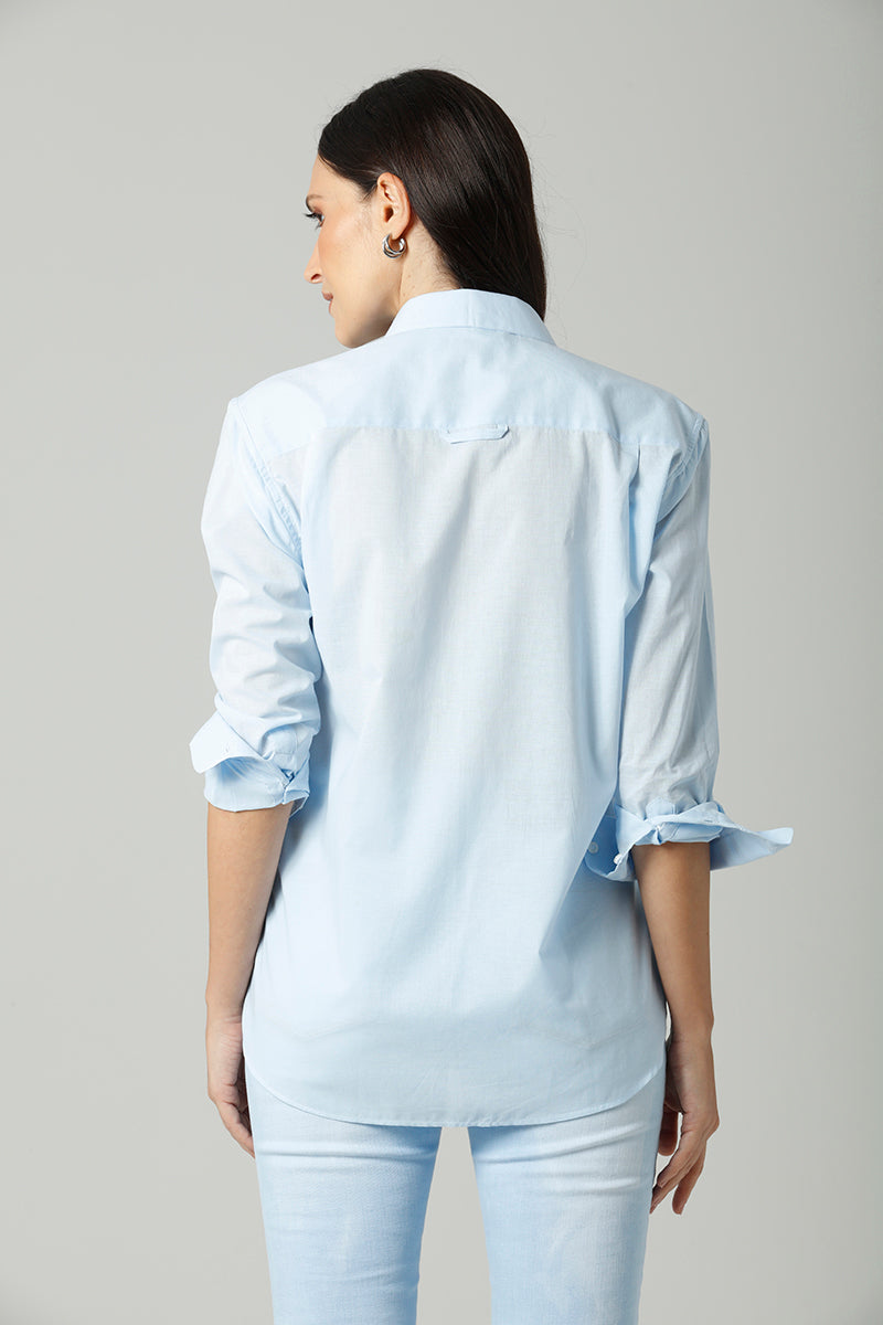 Camisa Relaxed com Bolso Azul