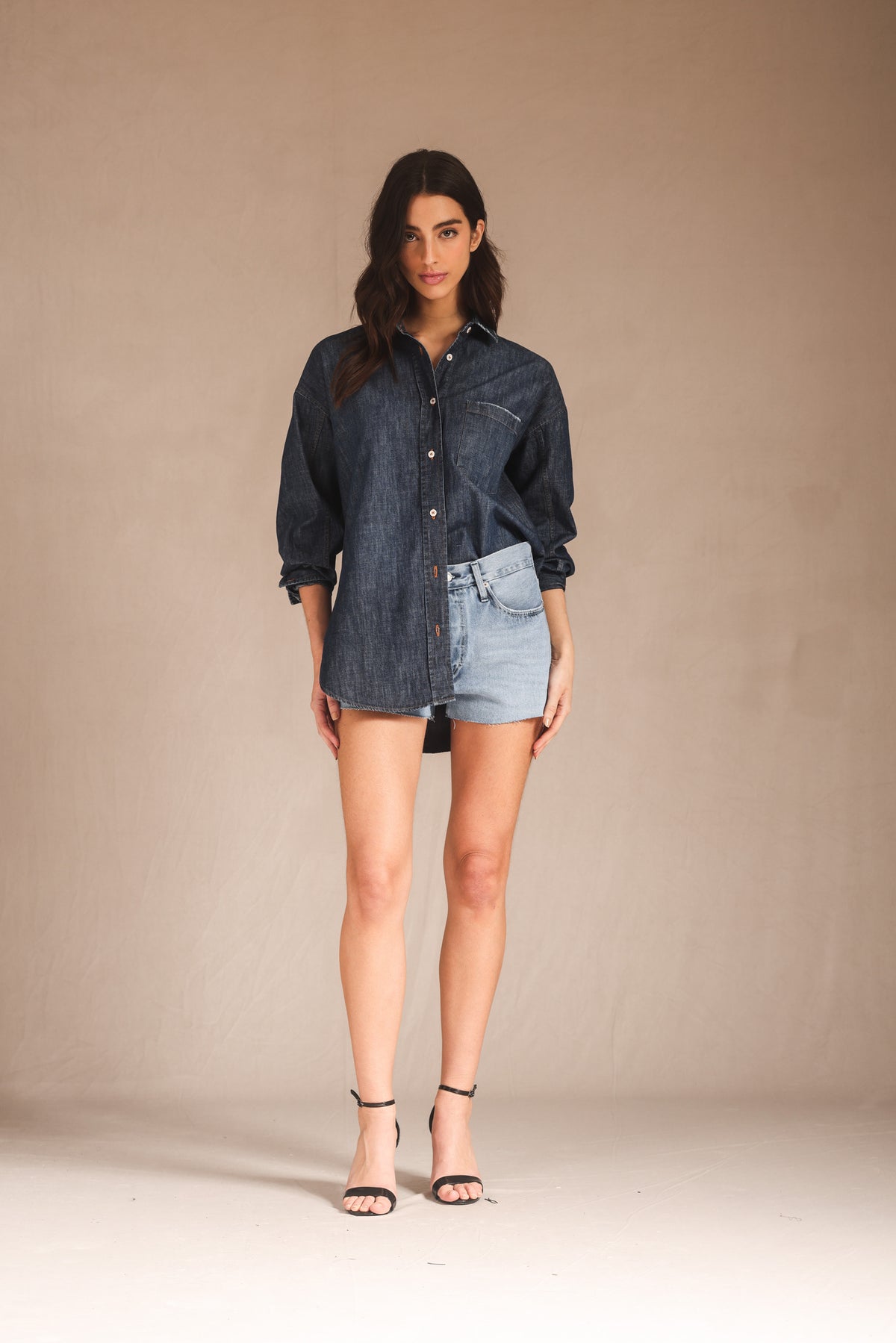 Camisa Feminina Jeans Escuro Jamie