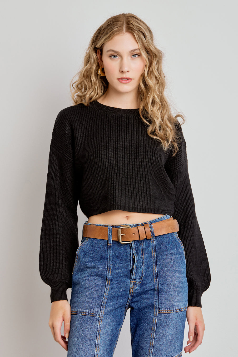 TRICOT CROPPED MG LONGA - PRETO