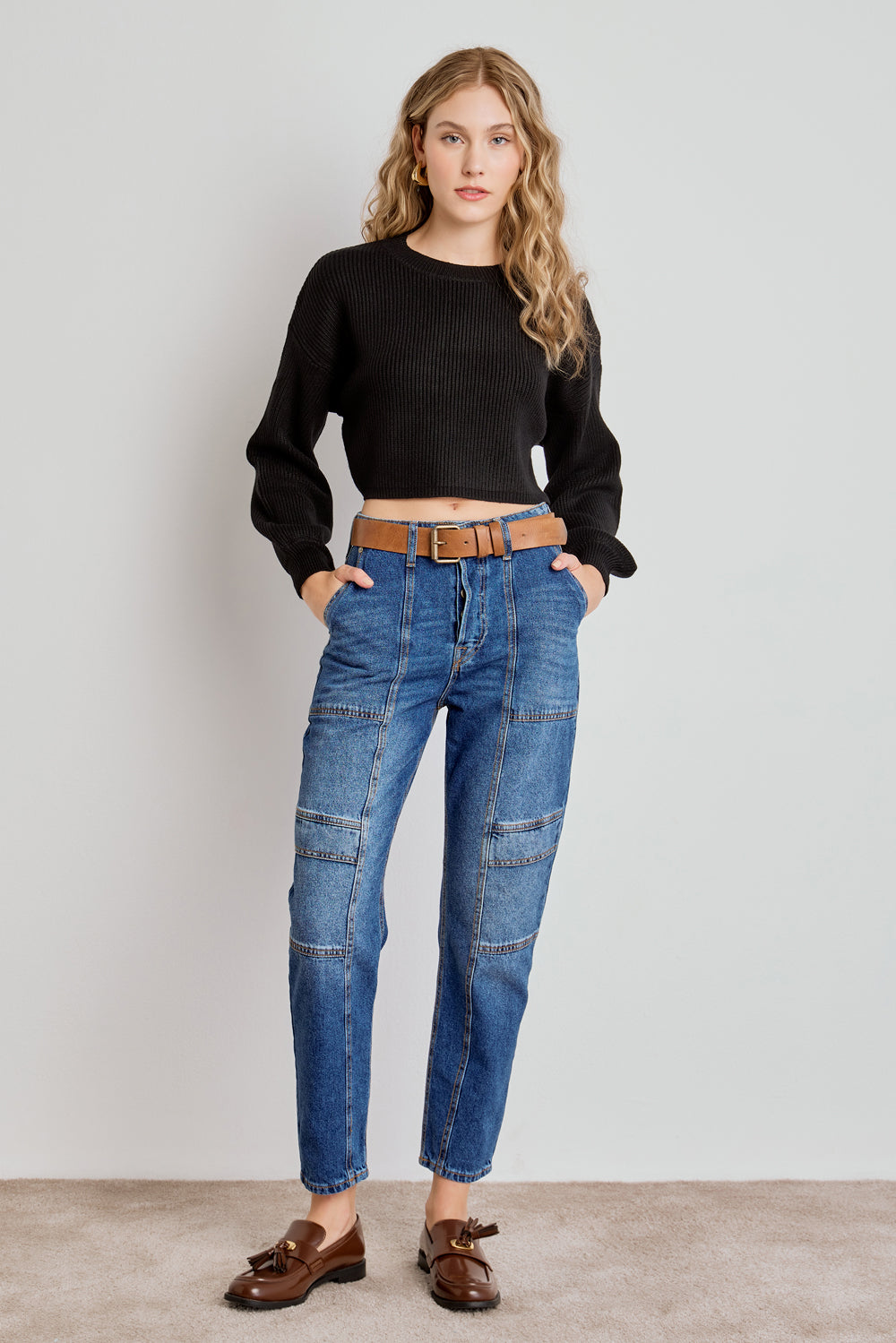 TRICOT CROPPED MG LONGA - PRETO