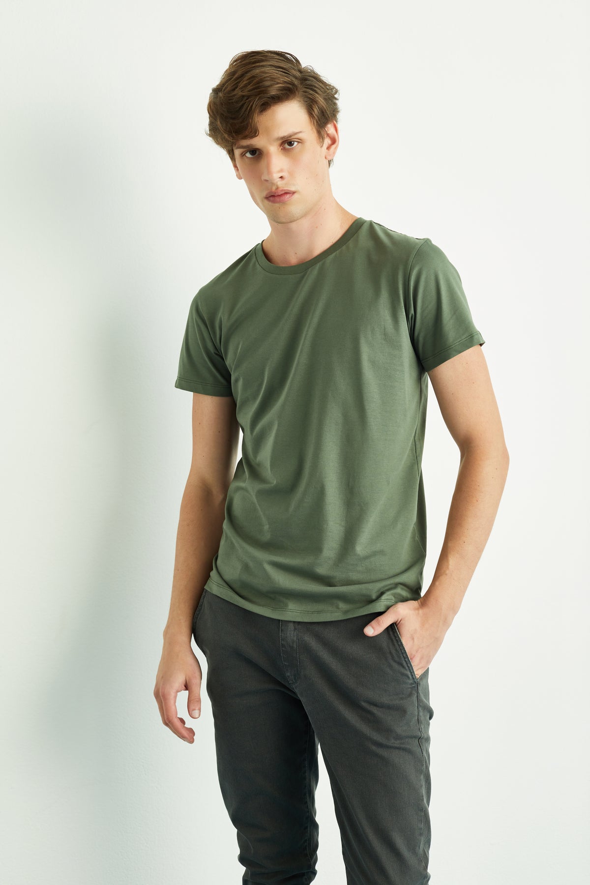 Camiseta Masculina Algodão Pima Verde