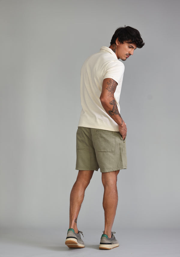 Shorts Masculino Cordão Sarja - VERDE OLIVA