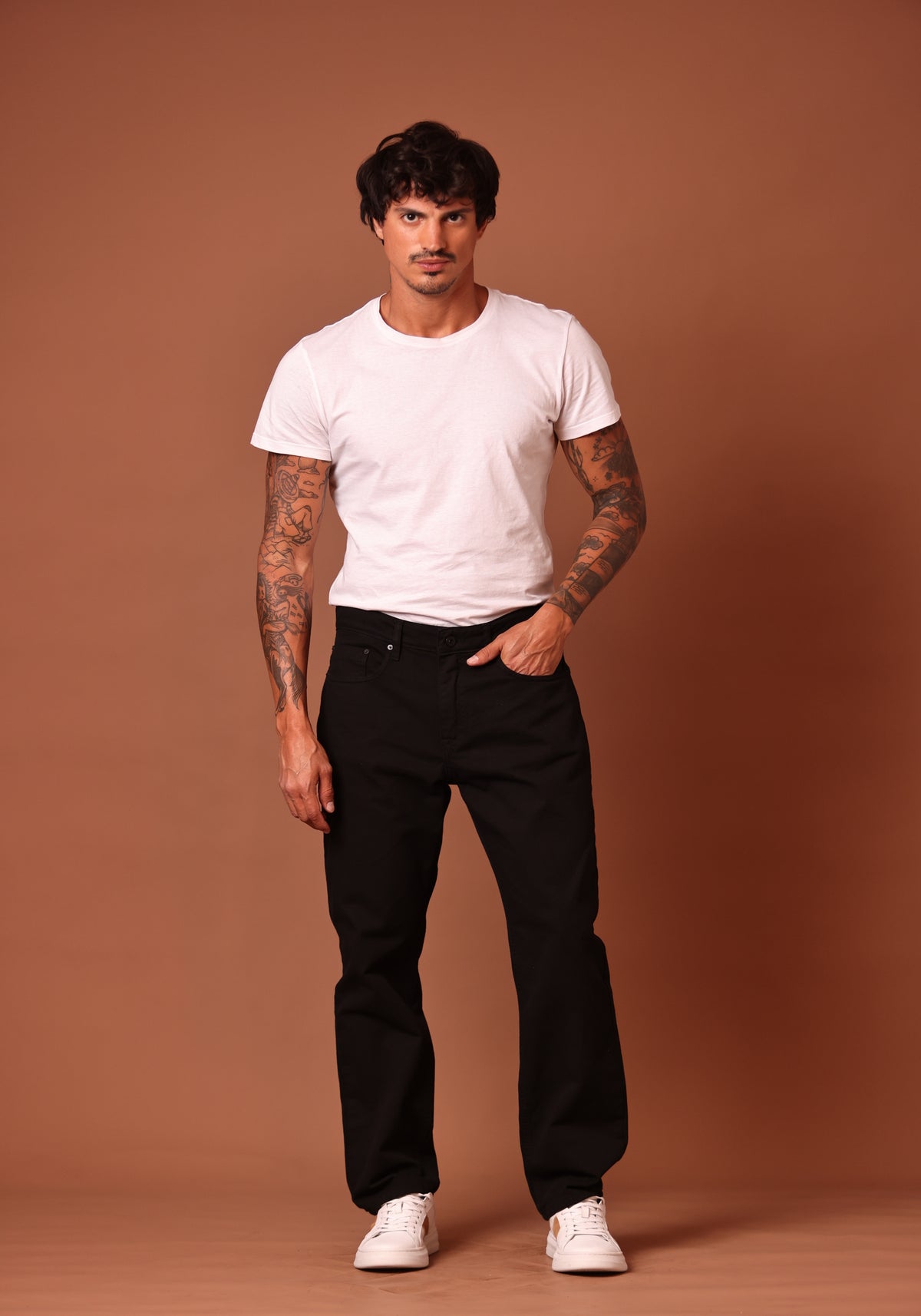 Calça Masc Straight Sarja Preto