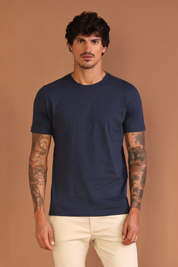 CAMISETA GOLA CARECA MASC - MARINHO