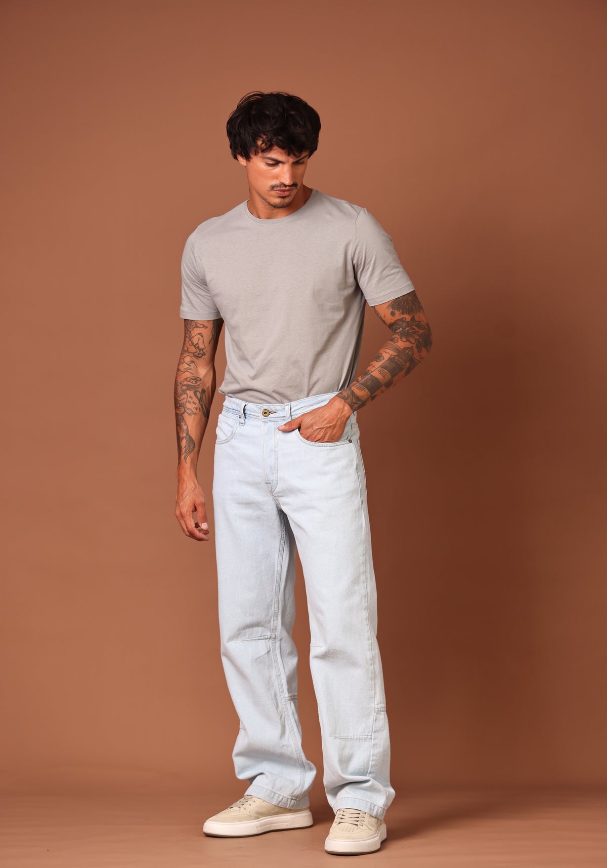 CALÇA STRAIGHT JEANS CLARO MASC