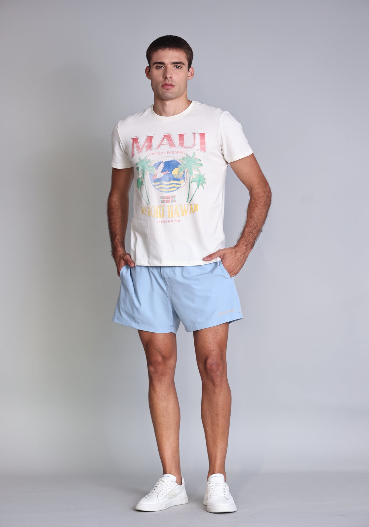 Shorts de Tactel Masc Azul