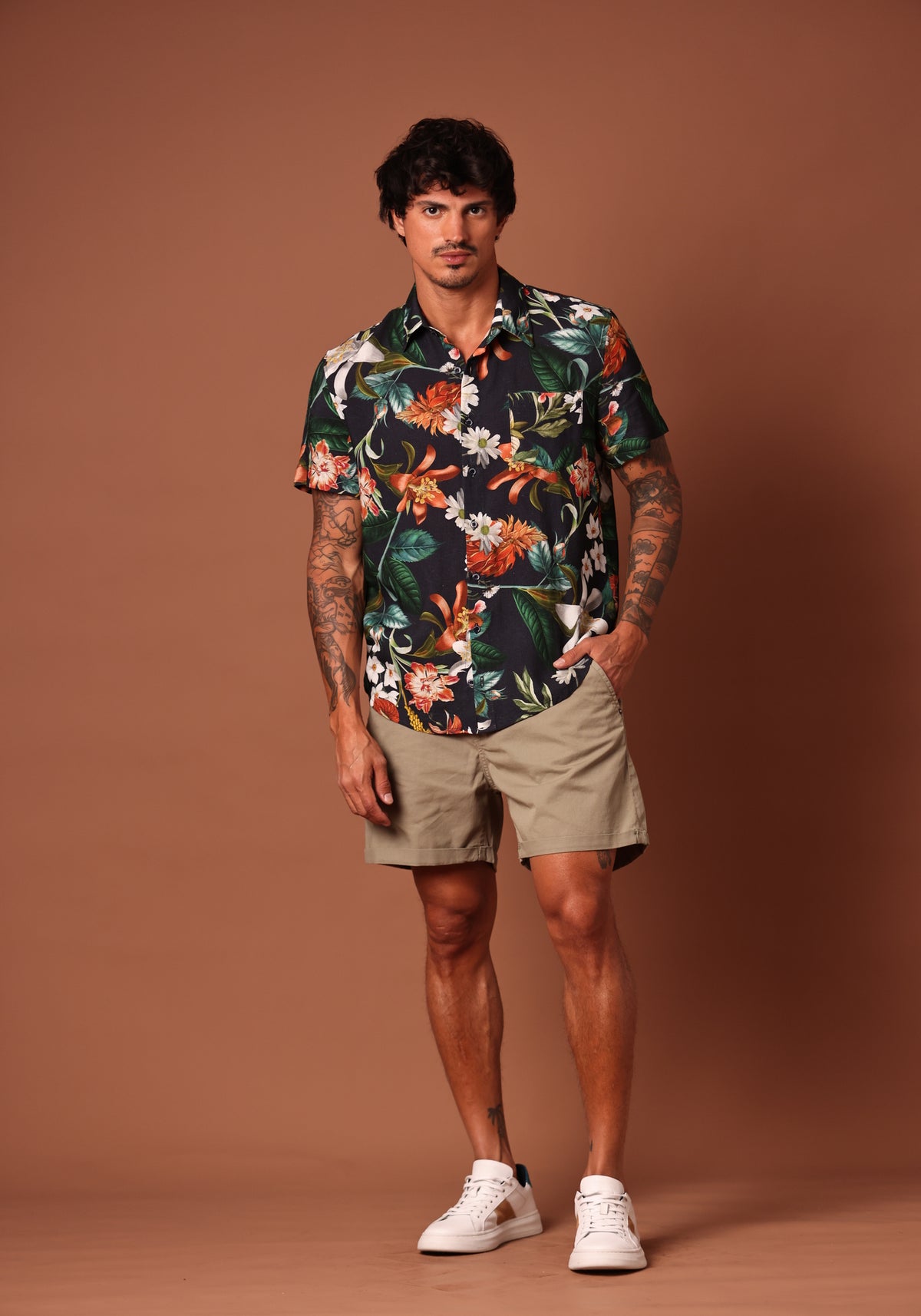 Camisa Manga Curta Flower Masc