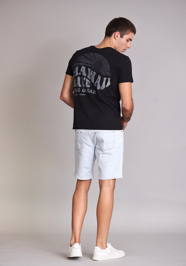 Camiseta Slim Hawai Preto Masc