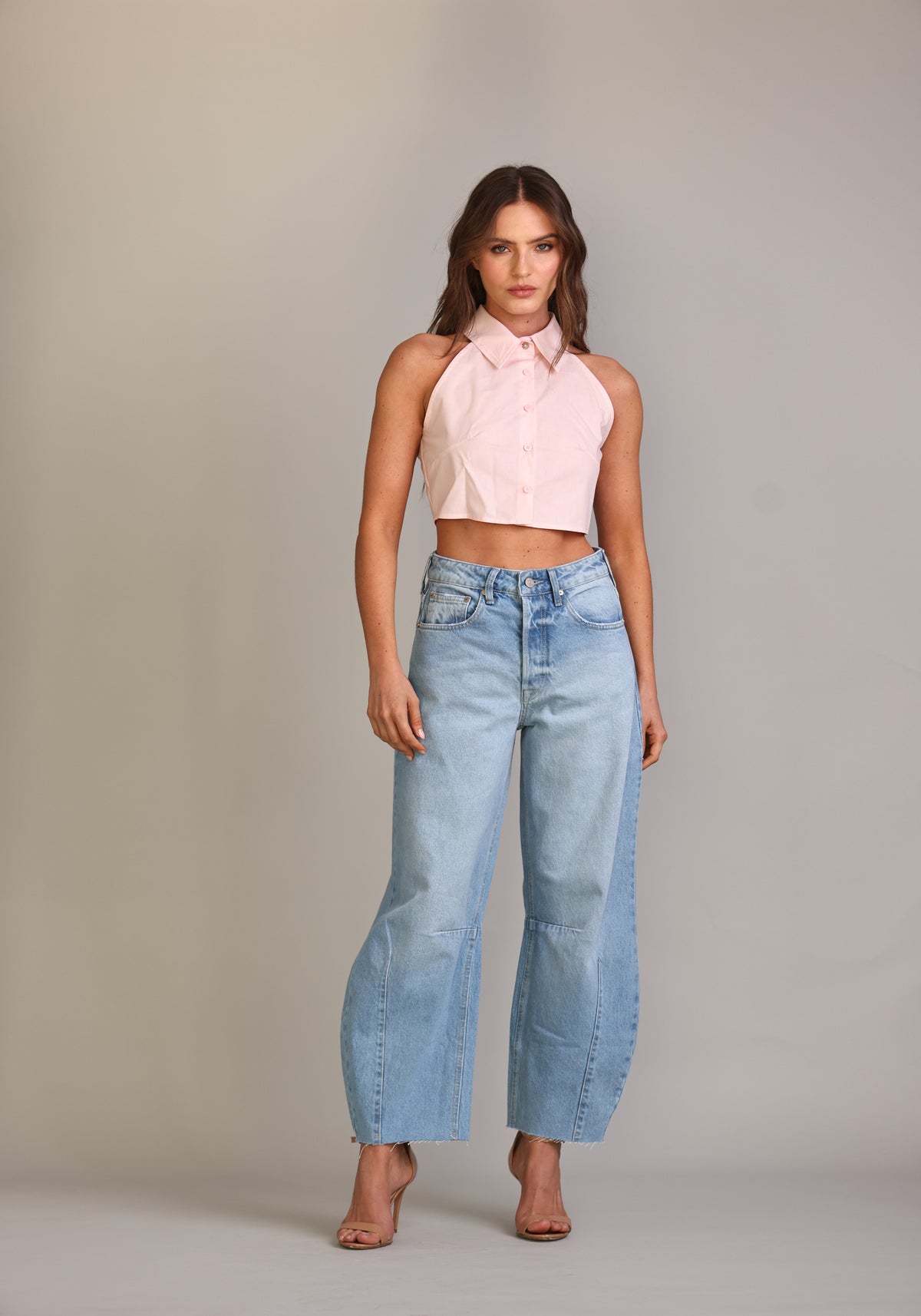 Calça Barrel Jeans Claro