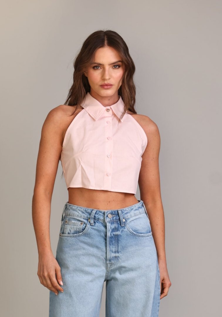 Camisa Cropped Cavada Rosa