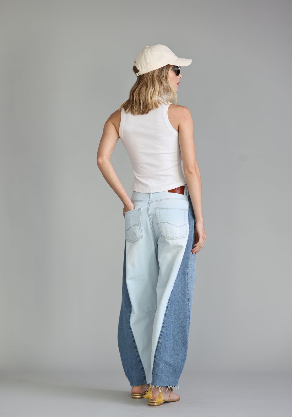 Calça Barrel Patch Jeans Claro