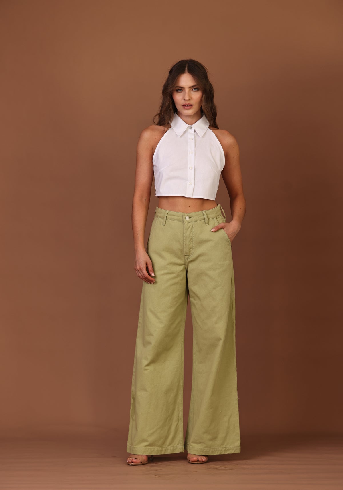 Calça Chino Sarja Verde Oliva