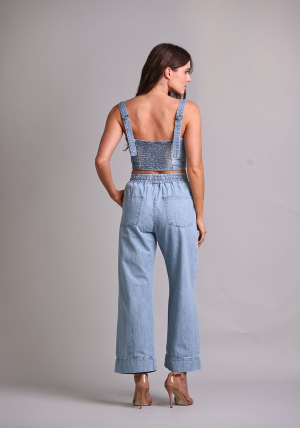 Calça Pantacourt Jeans Claro