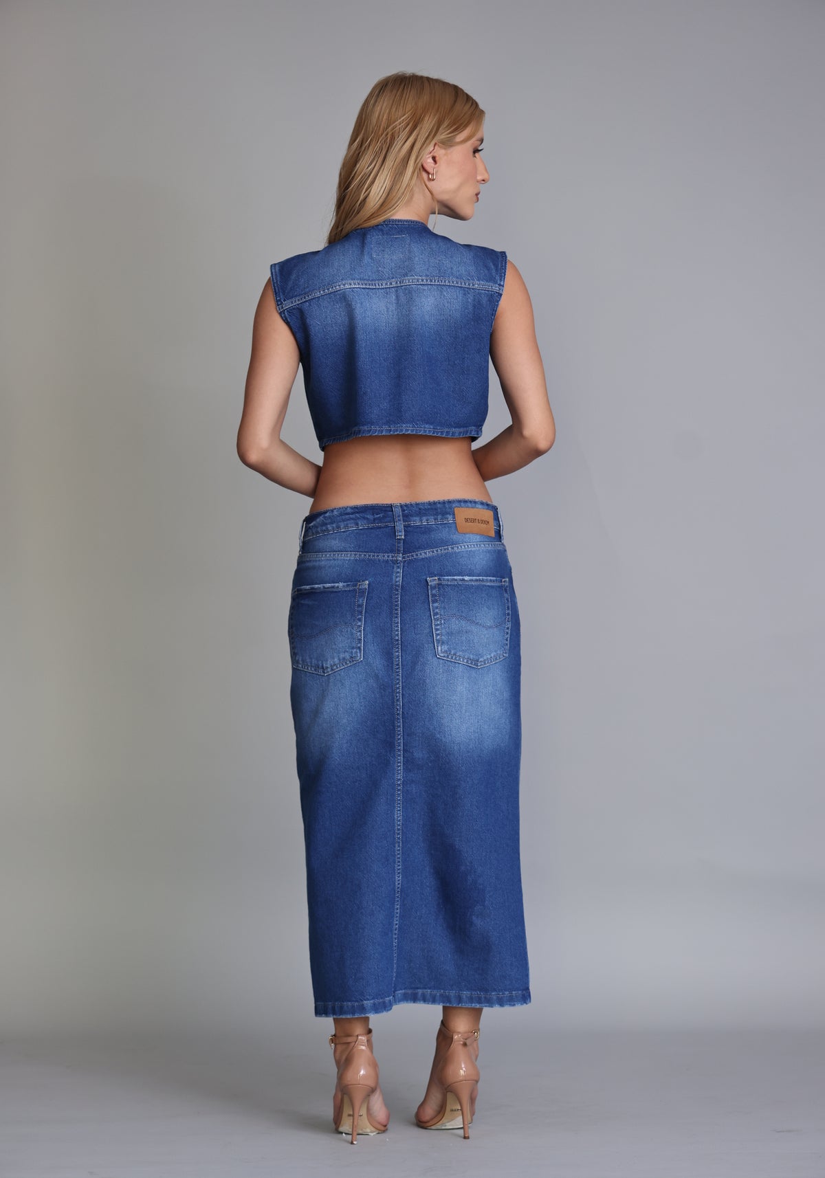 Camisa Cropped Botões Jeans