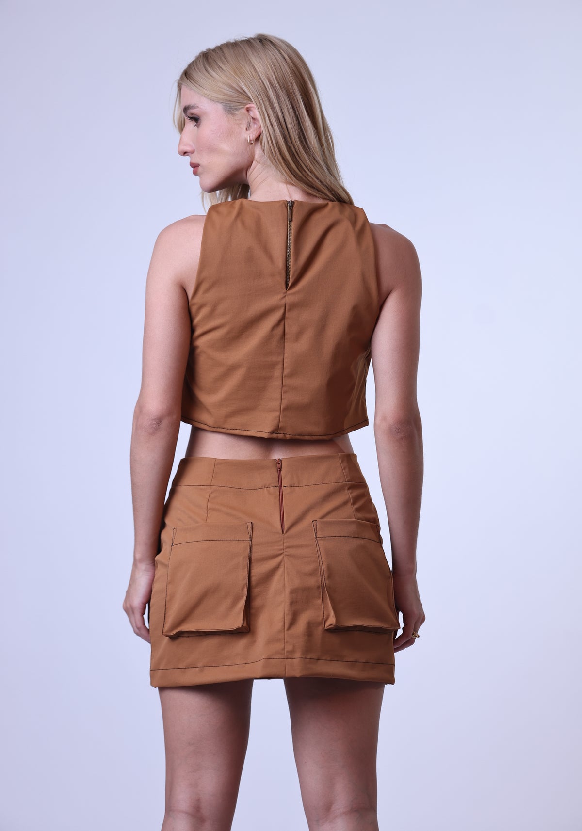 Regata Cropped Pesponto Caramel