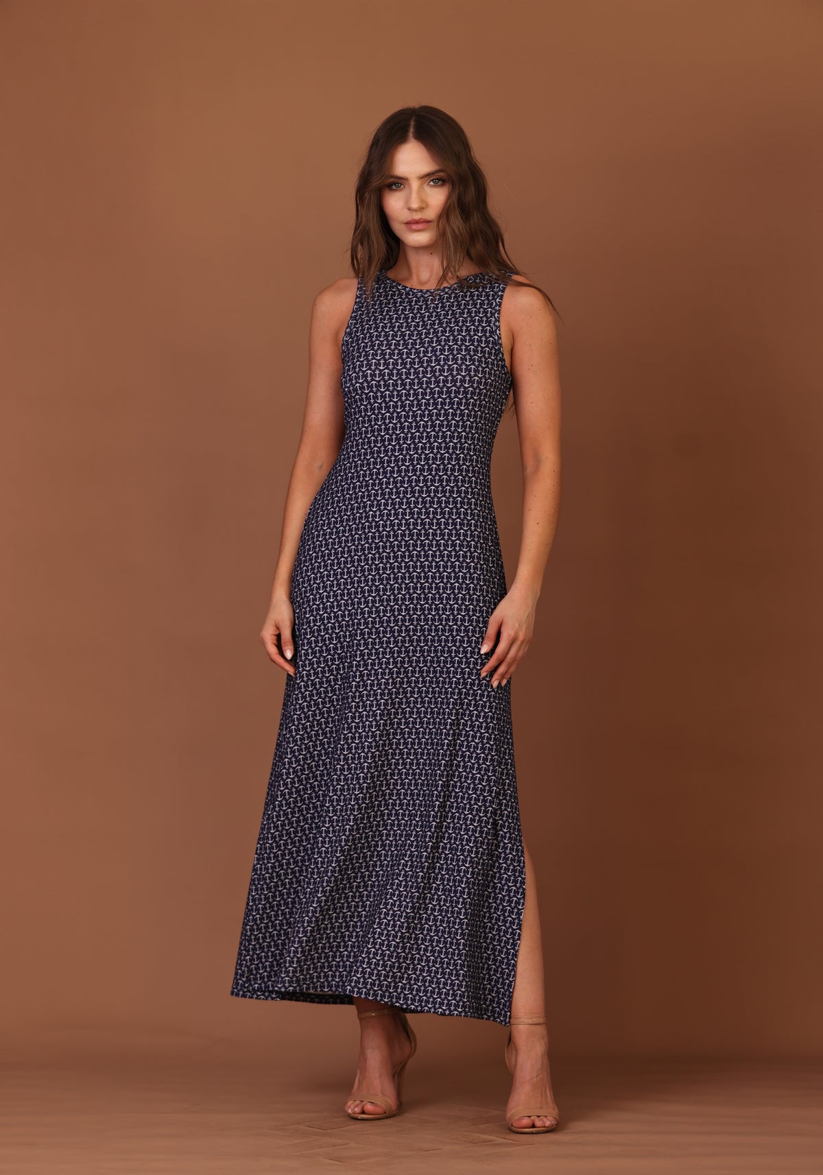 Vestido Midi Fendas Ribana Blue Tie