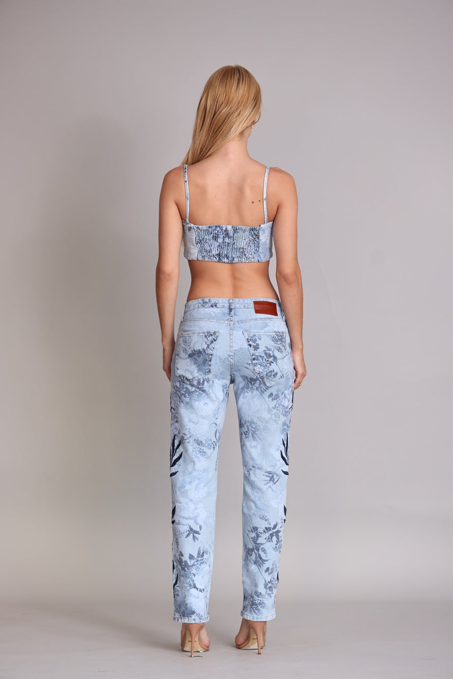 Calça Low Rise Light Flower Jeans