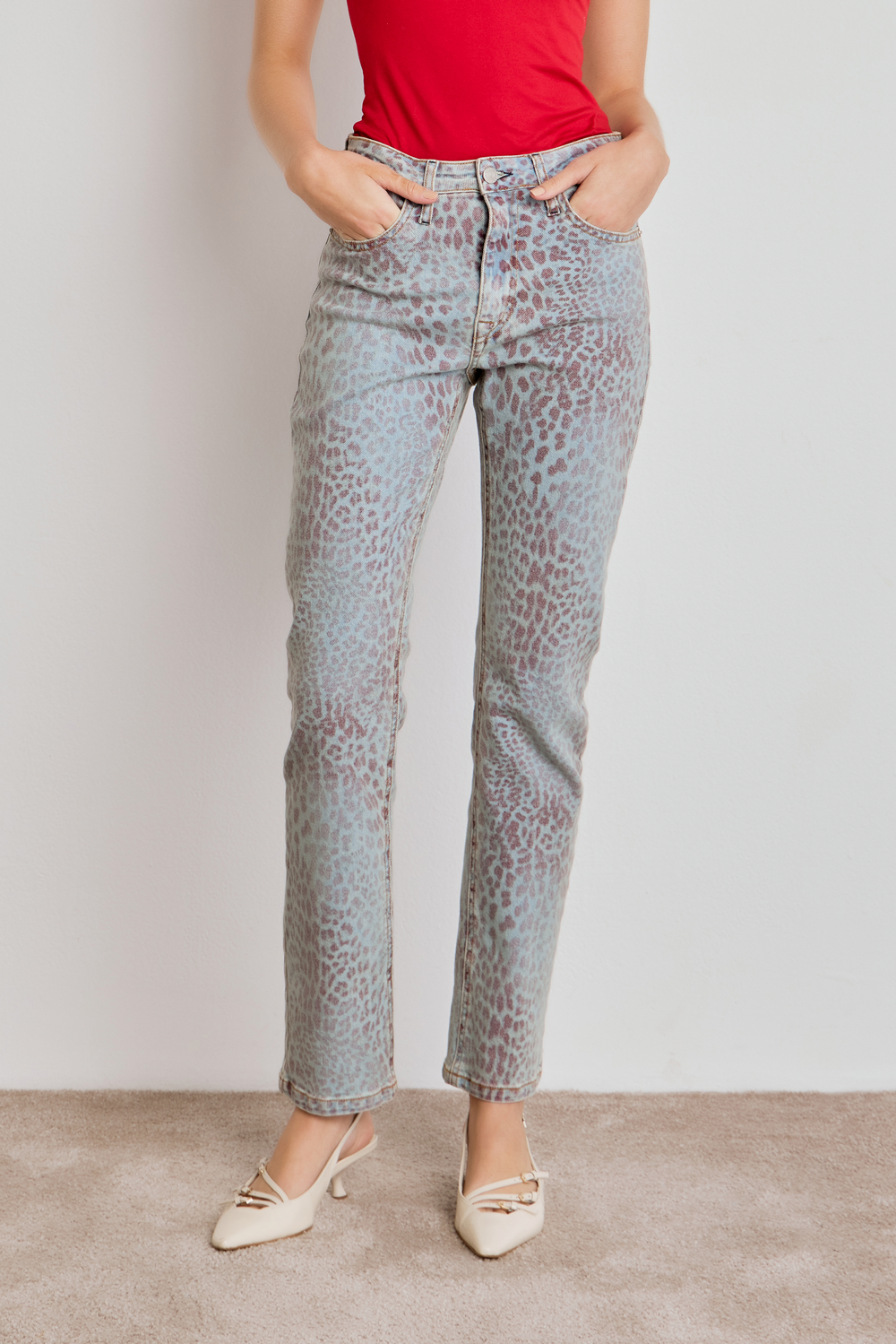 CALCA LOW RISE ANIMAL PRINT JEANS