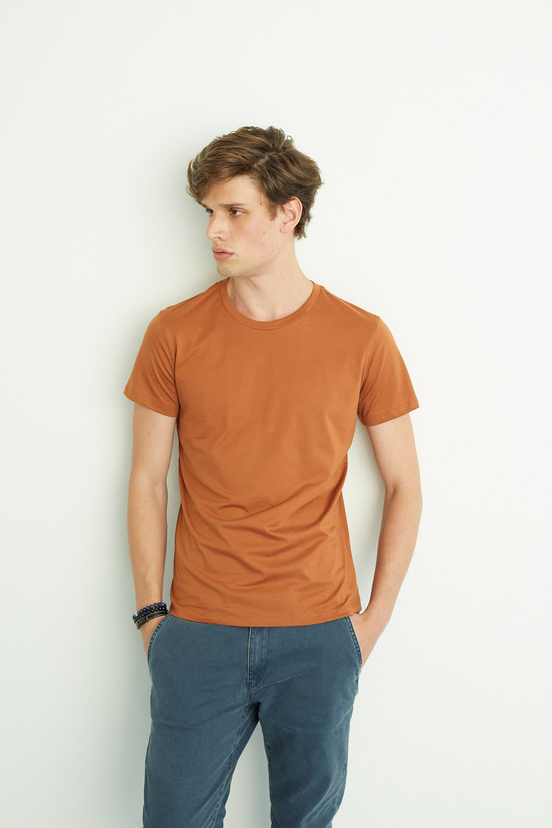 Camiseta Masculina Algodão Pima Caramel